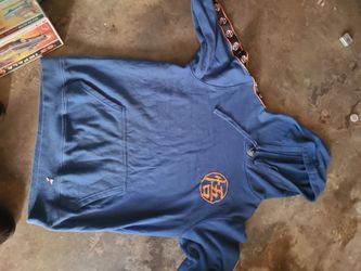 Blue Pullover Hoodie with Orange Logo
