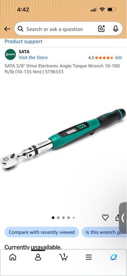 SATA 3/8" Drive Electronic Angle Torque Wrench 10-100 ft/lb (10-135 Nm) | ST96533