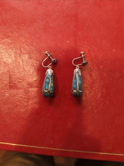 Antique Turquoise And Silver Earrings