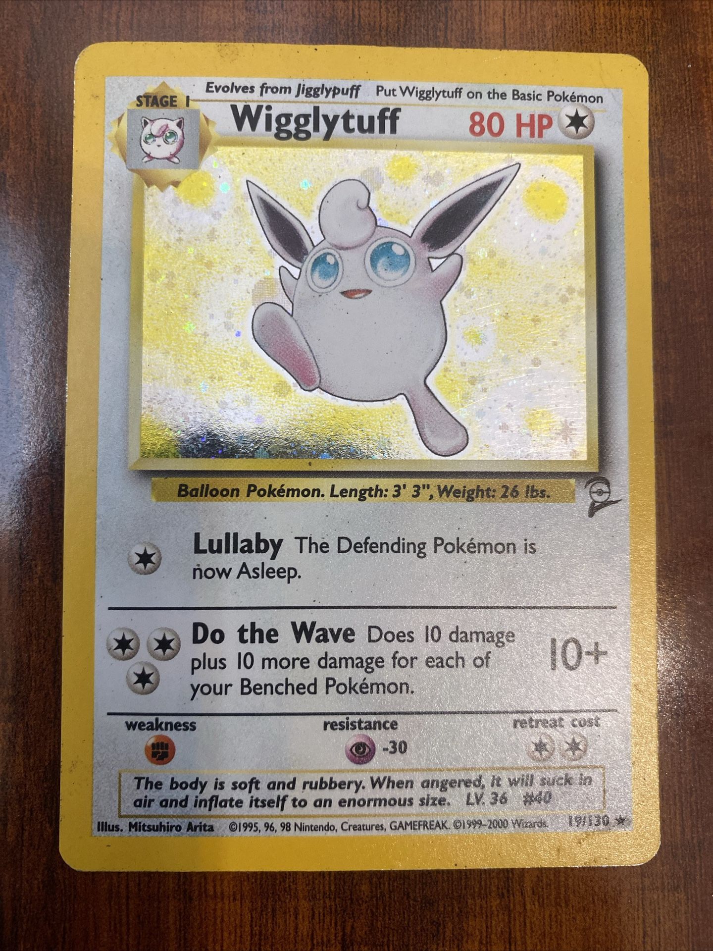 Pokemon Wigglytuff Base Set 2 Vintage Holo 19/130 HP