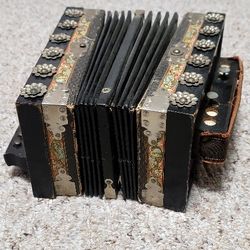 Vintage Black Single Row Button Melodeon Accordion