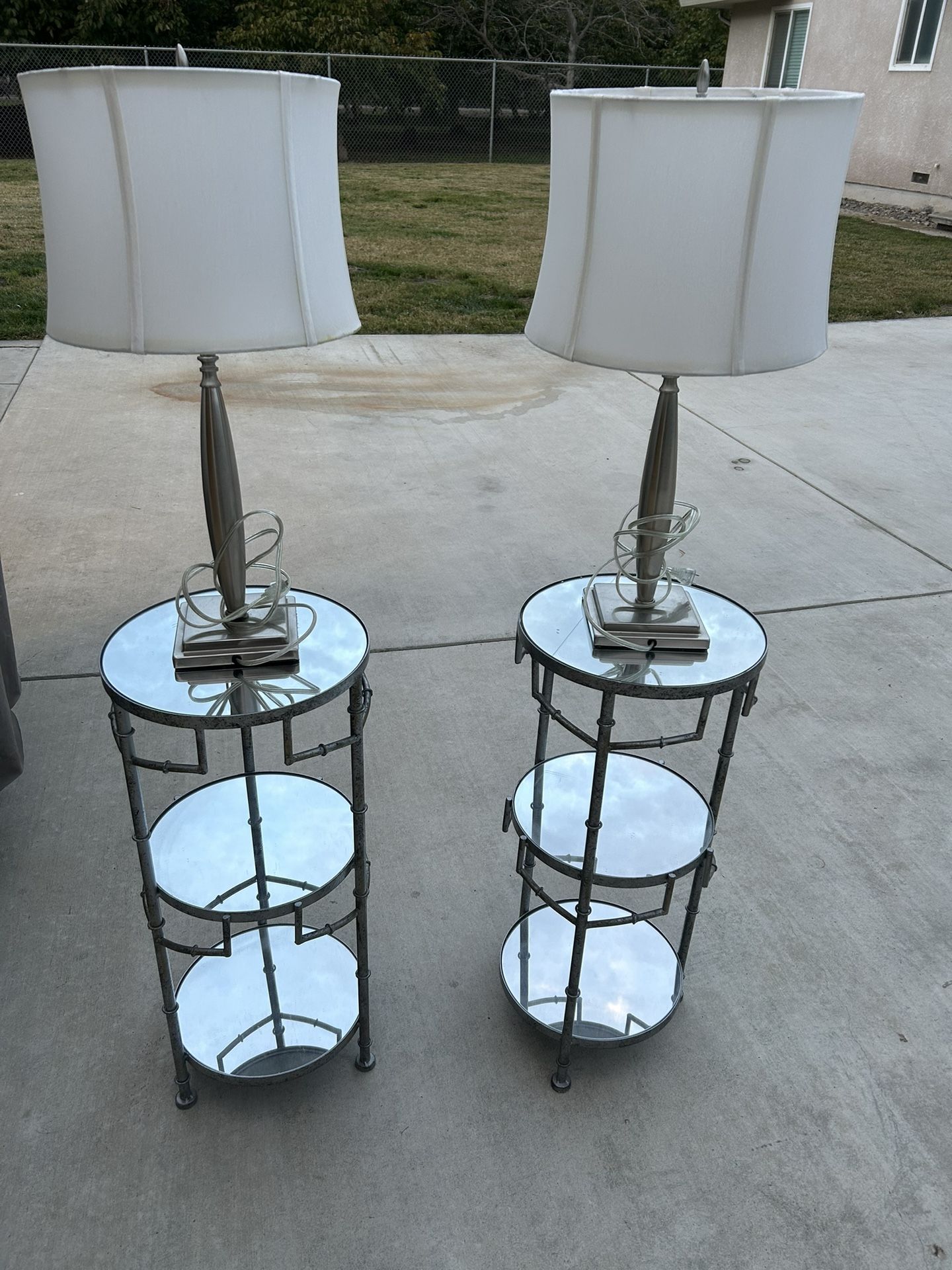 Two End Tables And Matching Lamps