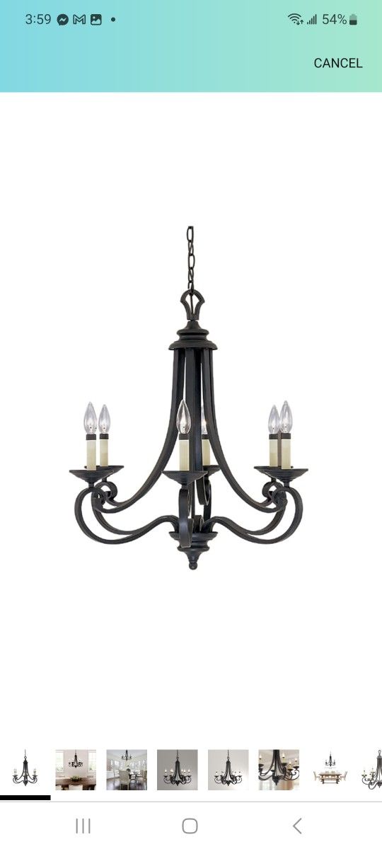 Designers Fountain 9036-NI Barcelona Chandelier, 6-Light, Black