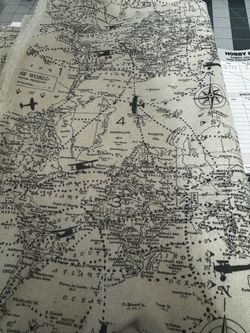 World Map Print Cotton Fabric