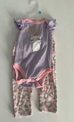 New Baby Girl Cat set Top and pants Size 3-6 months Pink and purple