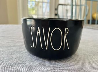 Rae Dunn SAVOR Pet (or human!) Bowl, Artisan Collection, Black, Dog / Cat