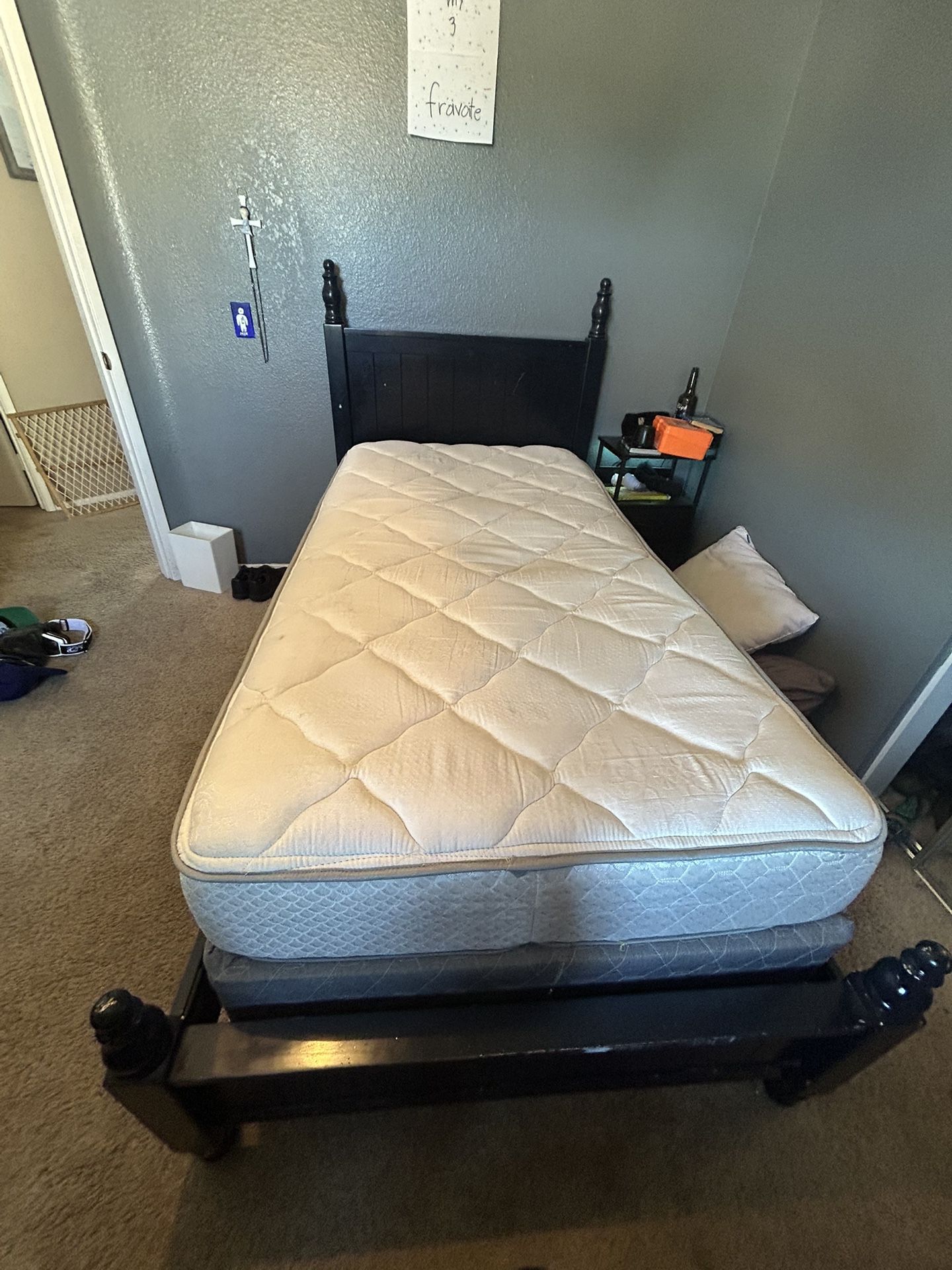 Twin Bed With Box Spring and Mattress