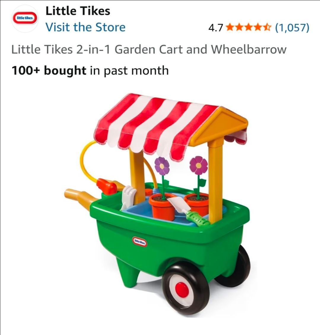 Little Tikes 2-in-1 Garden Cart and Wheelbarrow