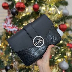 Michael Kors Carmen Medium Crocodile Embossed Convertible Shoulder Bag