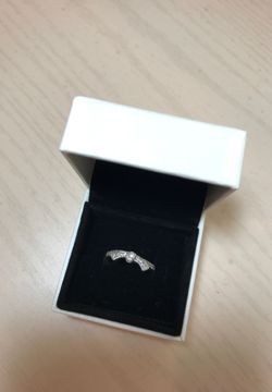 Cute sterling silver ribbon ring - size 52