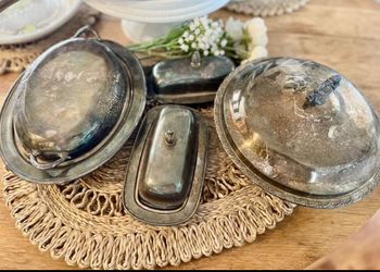 Vintage Rogers silver plated side dish / serving Dish / Butter Dish Pyrex inserts