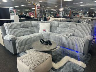 Special Offer‼️Beautiful Grey Corduroy Reclining Sectional On Sale $1299