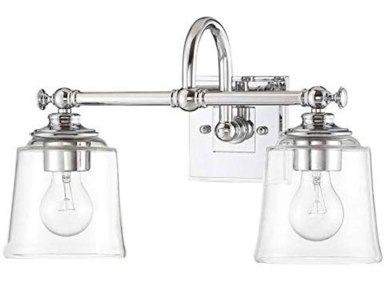 Park Harbor PHVL3012PC Antonia 2 Light 17-3/8" Wide Bathroom Vanity Light with Clear Glass Shades, Polished Chrome