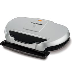 George Foreman 9-Serving Classic Plate Electric Grill and Panini Press, Silver,