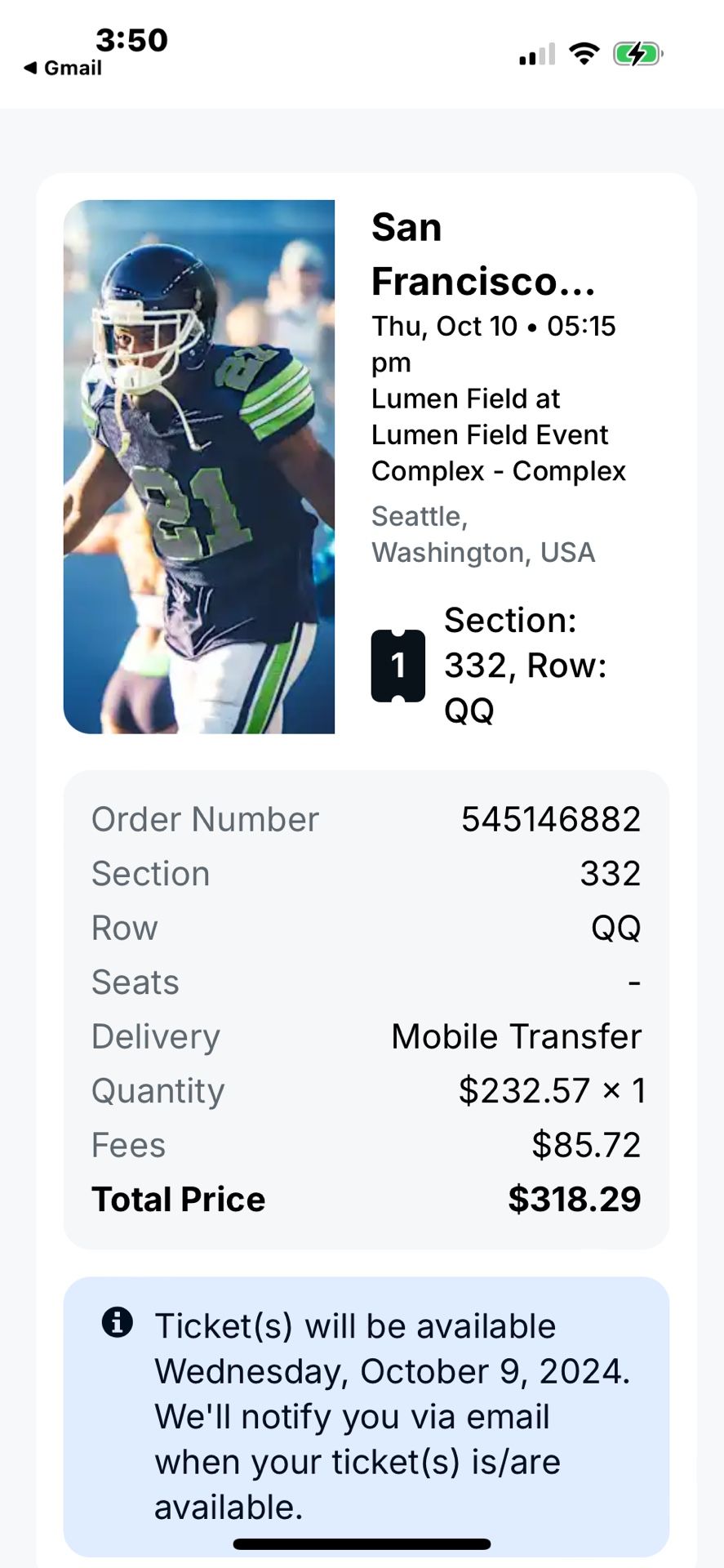 Seahawks Vs. 49ers. Thursday Night