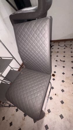 4 grey leather dining chairs