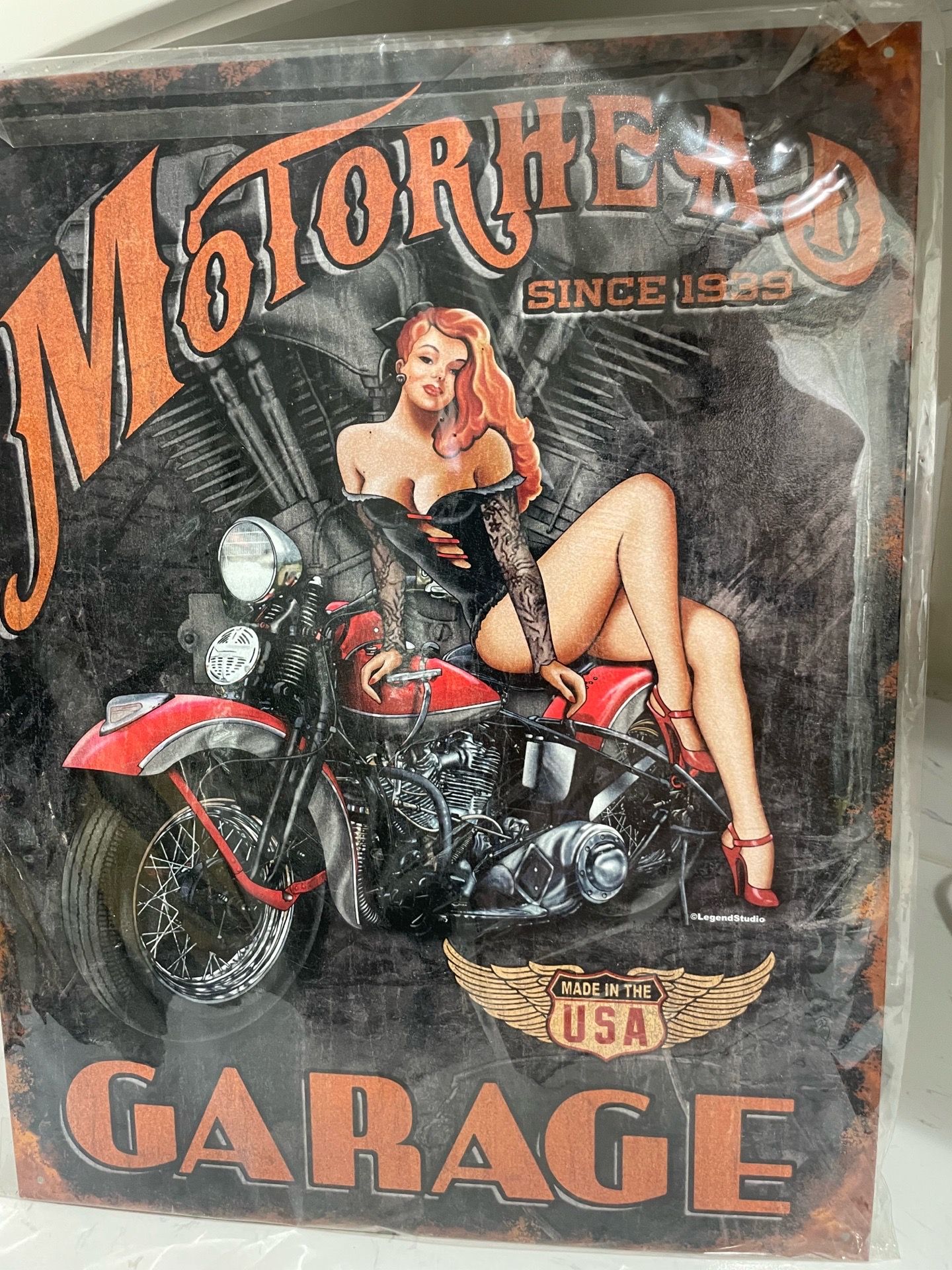 Motörhead Garage Pin Up Girl Motorcycle Metal Sign