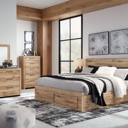 Hyanna-Tan-7Pc.Dresser Mirror Queen Panel Bed