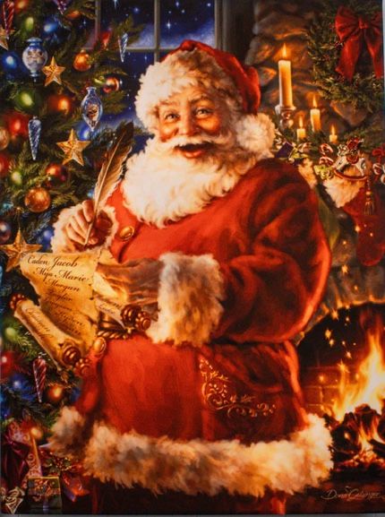 Christmas Santa (CHECKING IT TWICE) 18X24 FULLY ILLUMINATED LED WALL ART