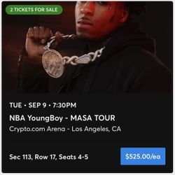 2x NBA YoungBoy- Masa Tour Tickets