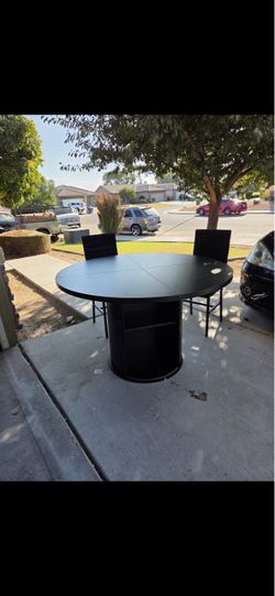 Black Round Dining Table with 2 Chairs