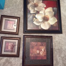 Red Floral Wall Pictures