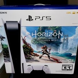 Sony PS5 Blu-Ray edition Console Horizon Forbidden West Bundle - SEALED with TWO remotes.
