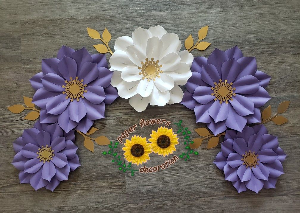 Purple And White Paper Flowers Decoration $18 Instead Of $25