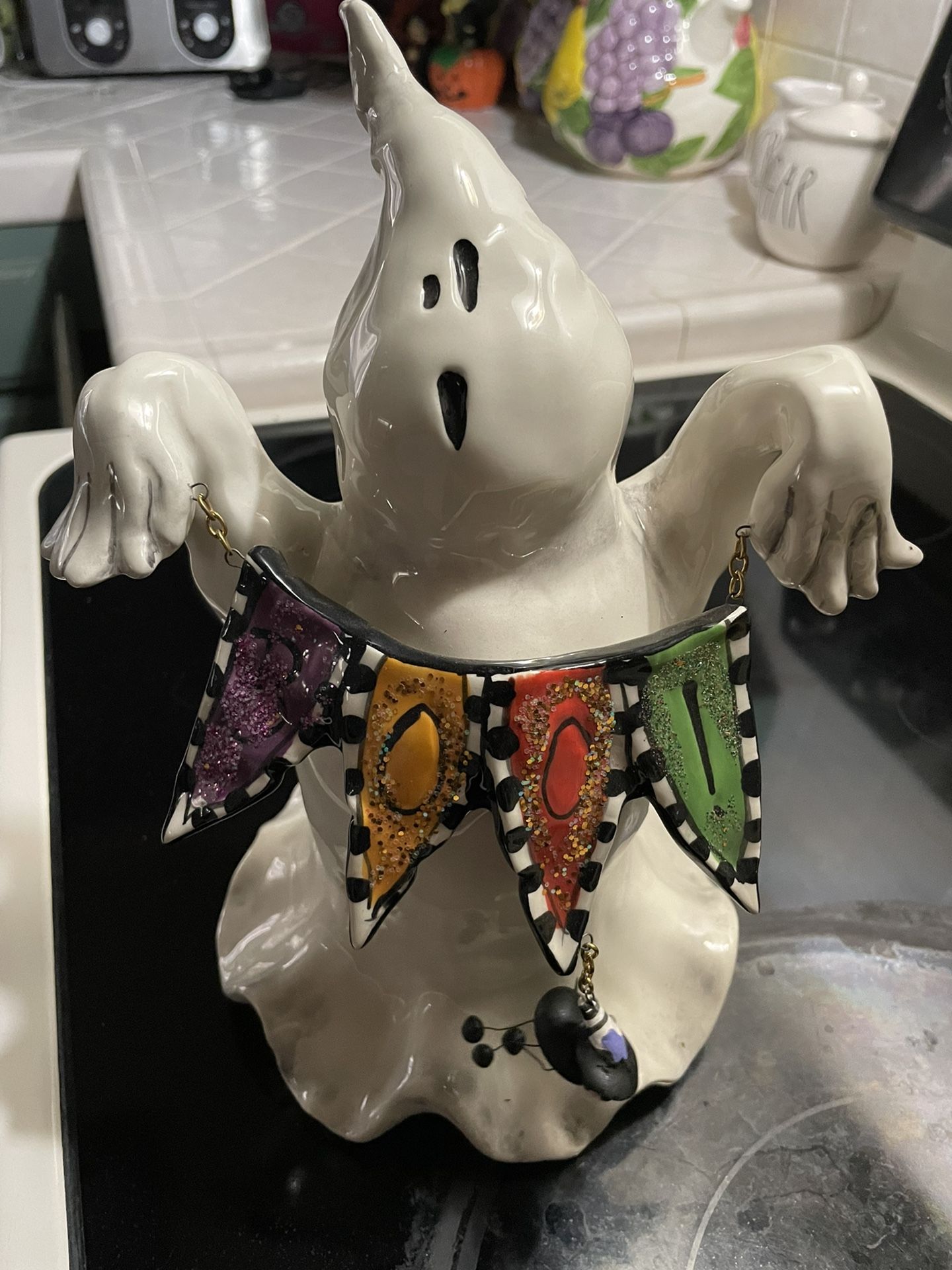 Blue sky Ceramic Ghost Boo Tea Light Halloween Collectible for Sale in ...