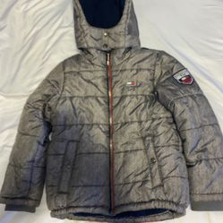 Tommy Hilfiger Boys Multicolor Zip Up puffy Hooded Jacket. size, 8