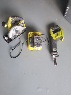 RYOBI SAWS AND BATTERY AND CHARGER
