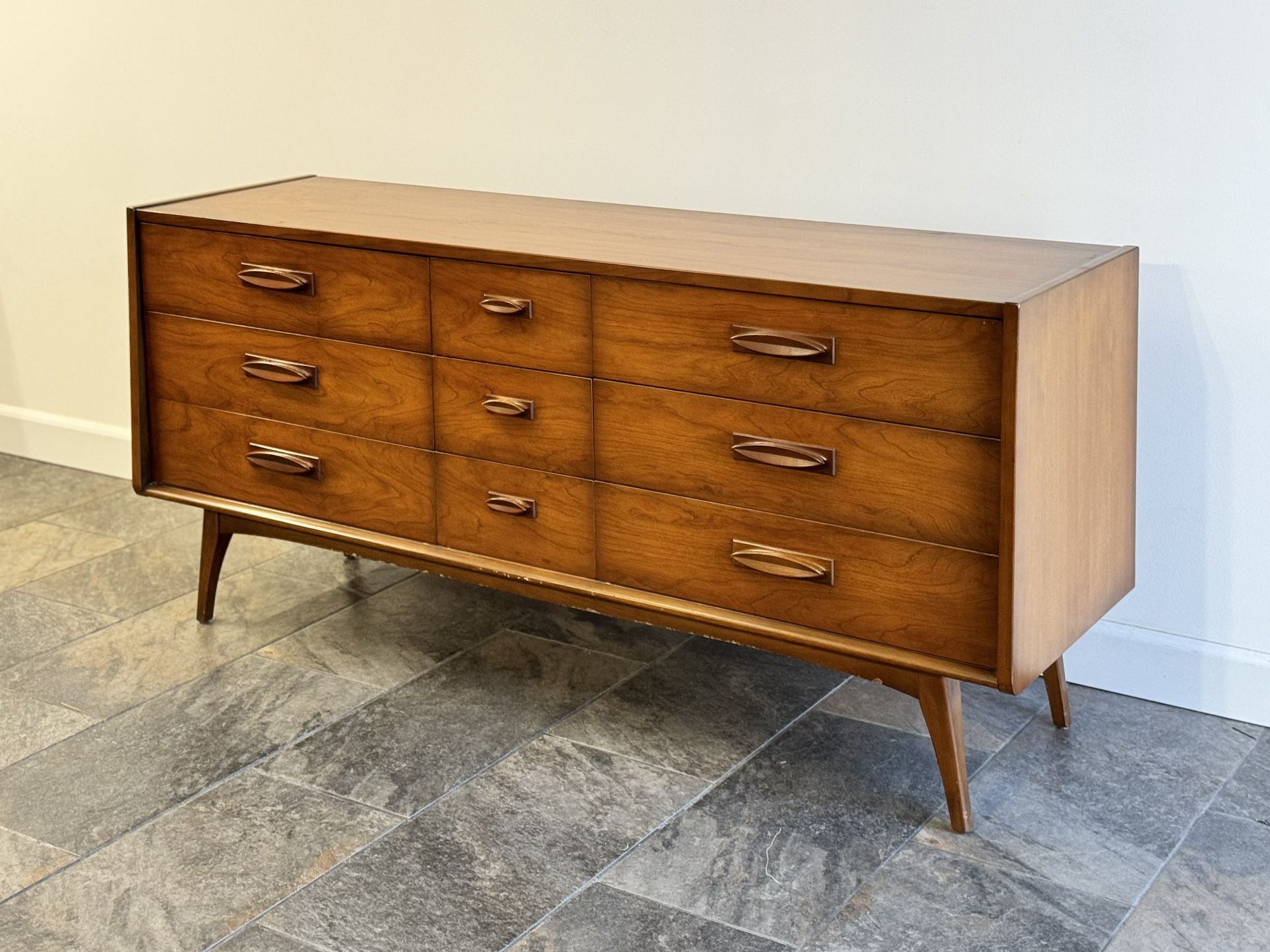 Vintage Mid-Century Modern Lowboy Dresser with Mirror