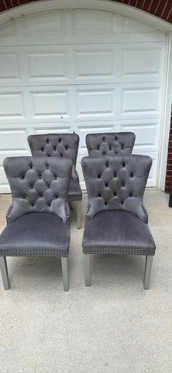 American Signature Furniture Velvet Nailhead Dining Chairs