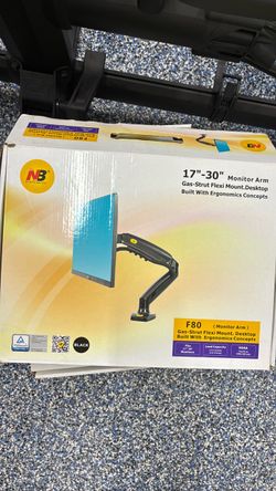 Five (5) NB Model F80 Black Monitor Arm Fits 17”-30” Monitors Gas Strut Flexi Arm VESA 75x75 and 100x100mm