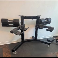 Adjustable dumbbell stand custom made walk up stand universal usage for home gym.