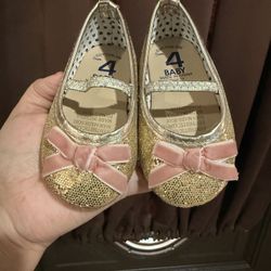 Toddler Girl Gold Glittery Flats
