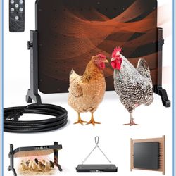 New-Smart Chicken Coop Heater with Thermostat, 200W Radiant Heat Panel with Adjustable Temp (86~194℉) & 12H Timer, Coop Heater for Winter, Remote Cont