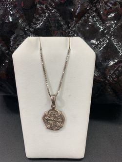 Atocha silver coin pendant with silver box chain
