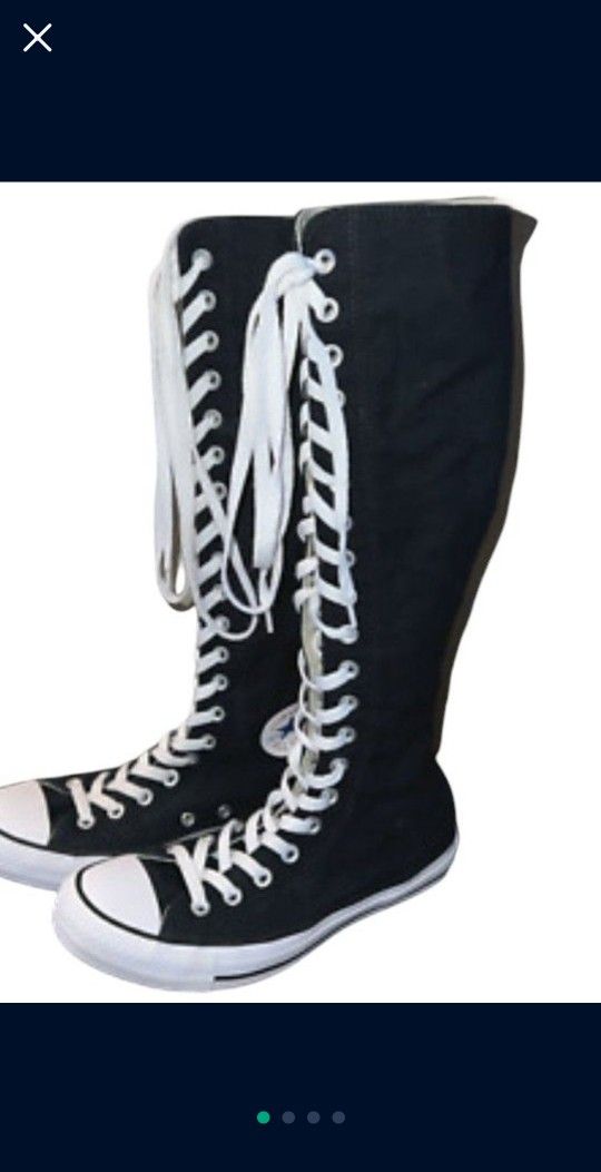 canvas knee high sneaker boots