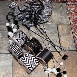 5 Various Styles Of Black Ribbon And Misc Accessories 