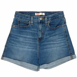 Signature Levi Strauss Girls 14 Heritage Mom Shorts Cuffed High Rise Medium Wash