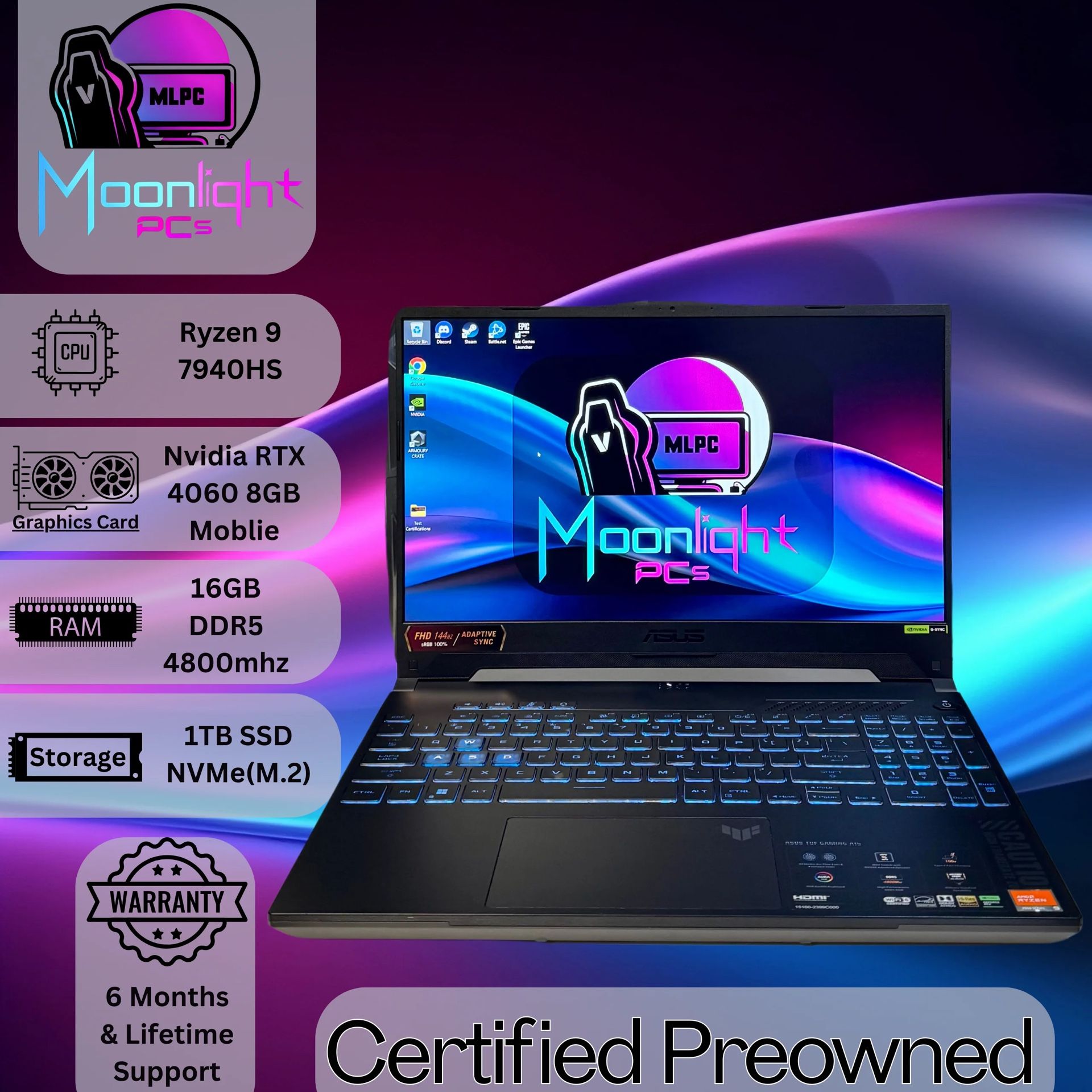 Realign P24 Asus Laptop - RTX 4060 Mobile / Ryzen 9 7940HS RGB Gaming Laptop