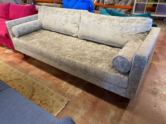 NEW! JOYBIRD Briar Sofa – Light Grey Crushed Velvet