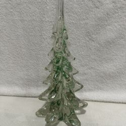 Vintage Christmas Crystal Glass Pine Tree Decor...