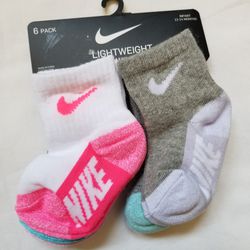 NIKE Girl Socks Infant Ankle Lightweight 6 Pair Size 12-24 Years