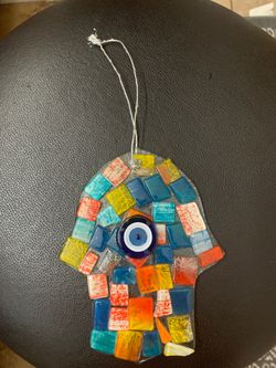Mosaic glass hamsa