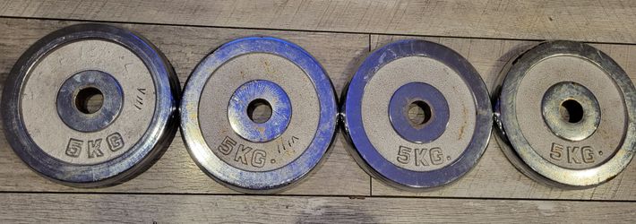 (4) M-Fitness 5KG. Chrome Weights Plates