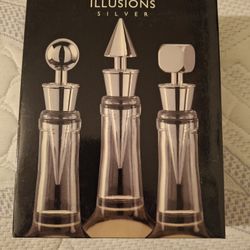 Vintage liquor silver  bottle toppers for alcohol and wine bottles box set