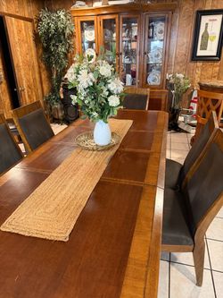 Dining table with display cabinet