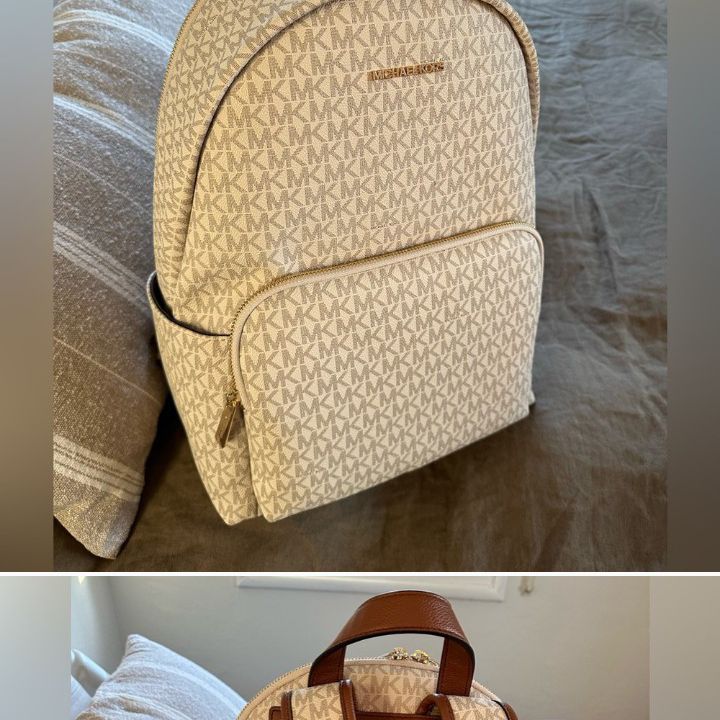 Michael Kors Medium Dallas Slim Backpack in Vanilla at Luxe Purses